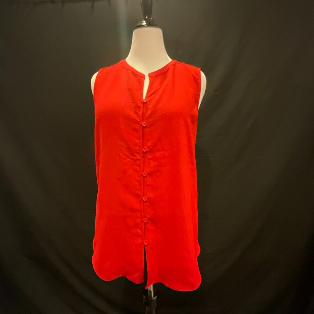 Vibrant Red Sleeveless Blouse